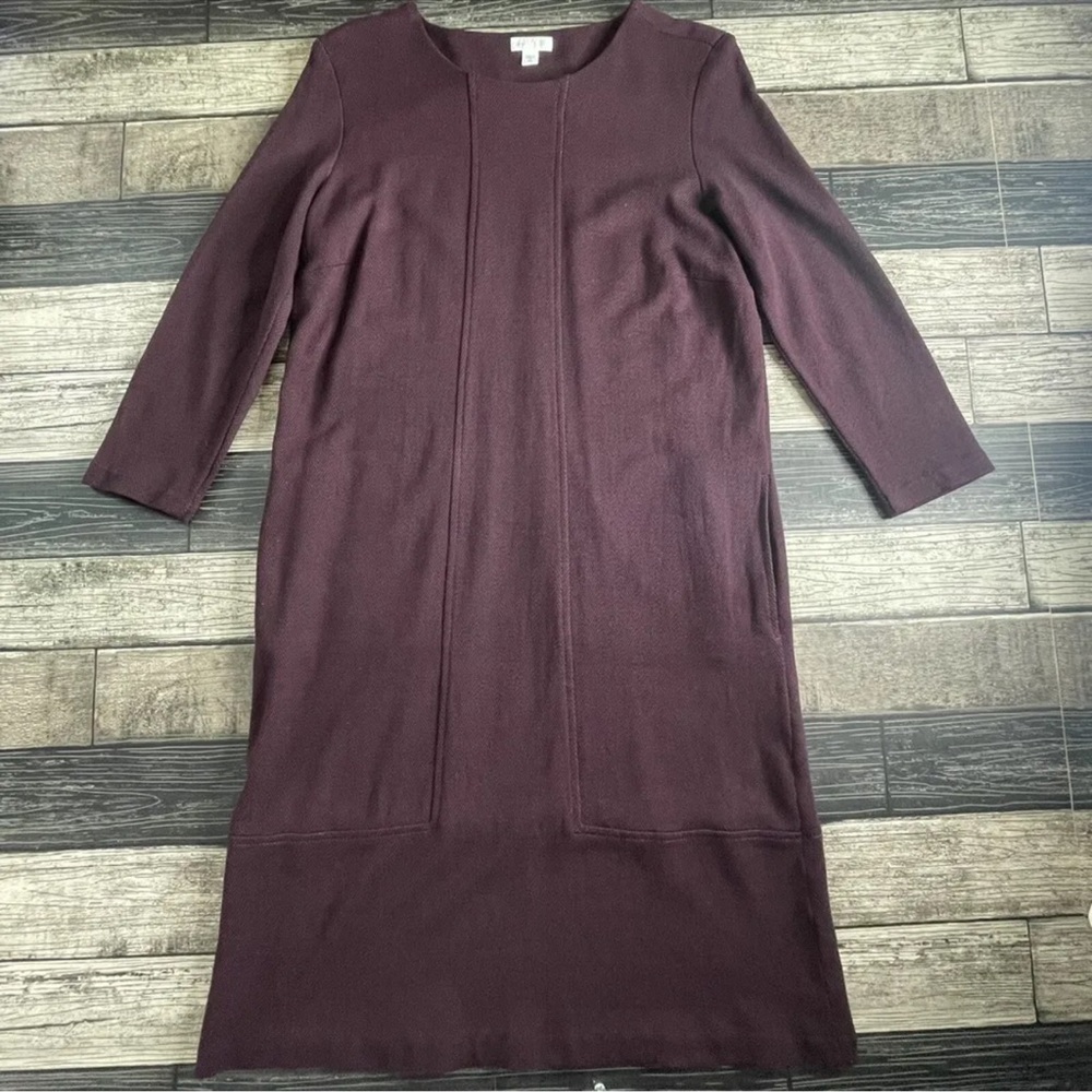 J Jill‎ Sheath Dress Womens Size Small Tall Dark Purple Herringbone 3/4 Sleeves